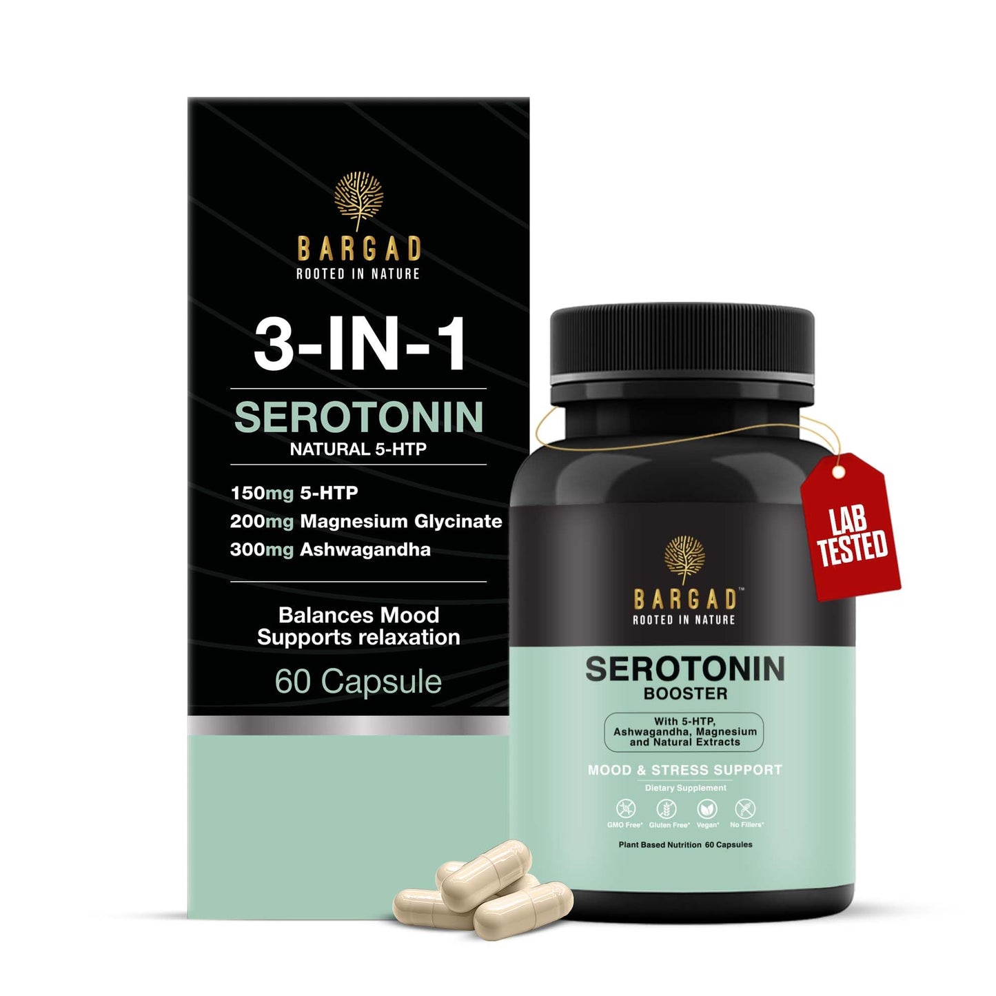 Bargad Serotonin Support Supplement – Mood & Calm (60 Capsules)