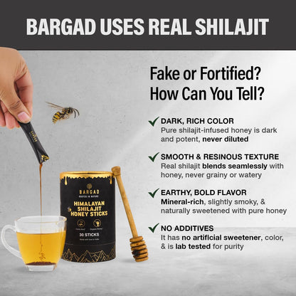Bargad Pure Himalayan Shilajit Honey Sticks with Saffron – 30 Count | 75%+ Fulvic Acid & 85+ Trace Minerals