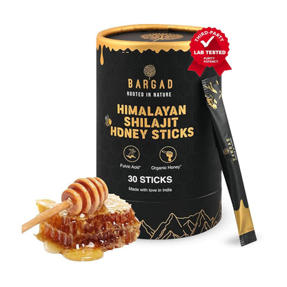 Bargad Pure Himalayan Shilajit Honey Sticks with Saffron – 30 Count | 75%+ Fulvic Acid & 85+ Trace Minerals