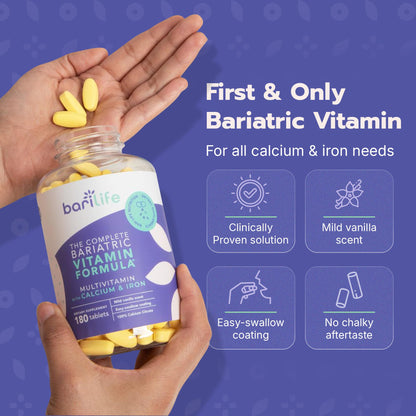 Bari Life Complete Bariatric Multivitamin - Non-Chewable Tablet with Calcium Citrate & Iron (180 Tablets)
