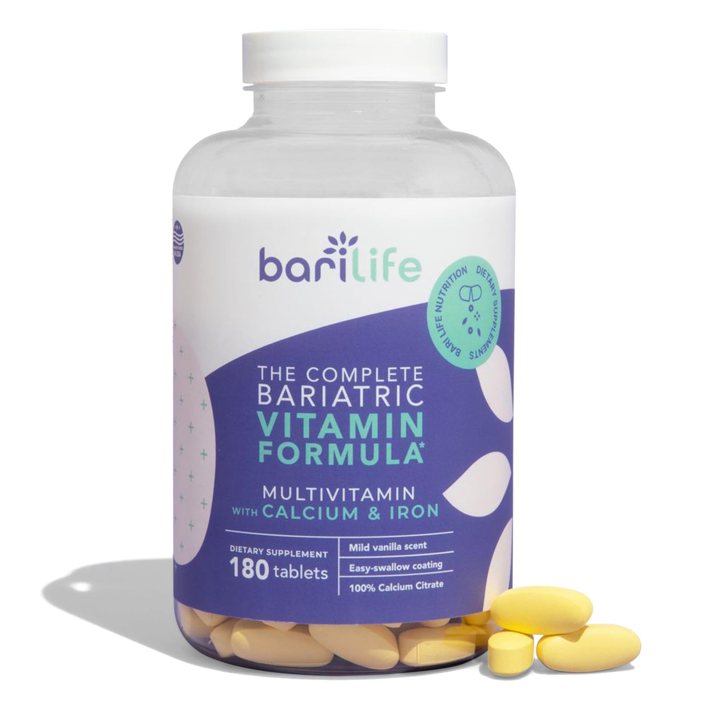 Bari Life Complete Bariatric Multivitamin - Non-Chewable Tablet with Calcium Citrate & Iron (180 Tablets)