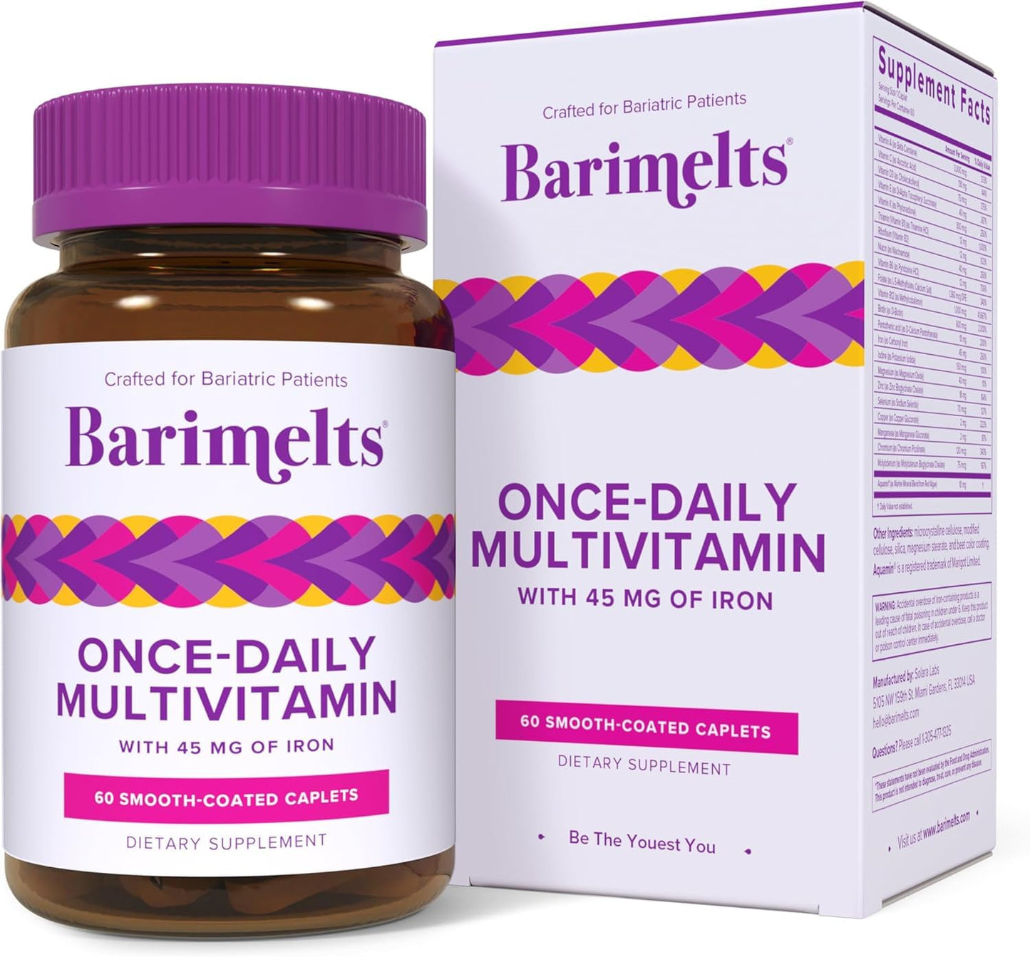 BariMelts Once Daily Bariatric Multivitamin with Iron – 60 Caplets (2-Month Supply) for Women