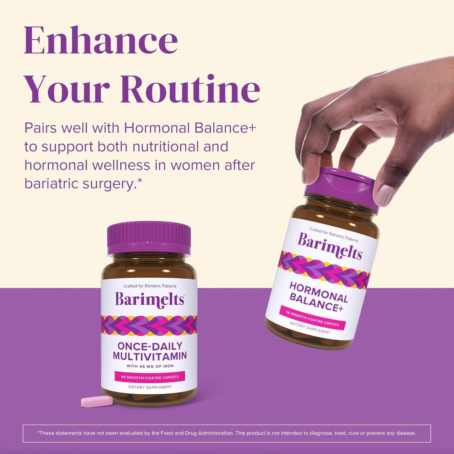 BariMelts Once Daily Bariatric Multivitamin with Iron – 60 Caplets (2-Month Supply) for Women