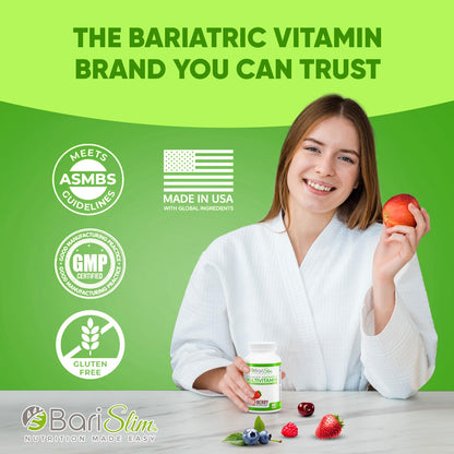 BariSlim Advanced Chewable Bariatric Multivitamin – Post-Bariatric Nutrition (Mixed Berry, 60 Count)