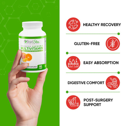 BariSlim Advanced Chewable Bariatric Multivitamin Tablets – Post-Bariatric Vitamin (Gastric Bypass & Sleeve) Orange | 60 Count