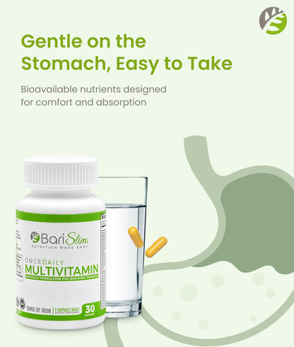 BariSlim Once Daily Bariatric Multivitamin Capsule – 18 mg Iron | 30 Day Supply