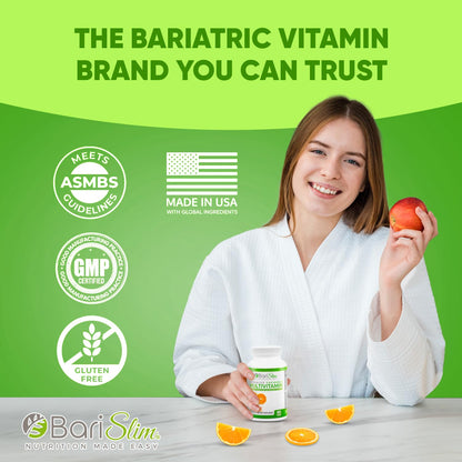 BariSlim Advanced Chewable Bariatric Multivitamin Tablets – Post-Bariatric Vitamin (Gastric Bypass & Sleeve) Orange | 60 Count