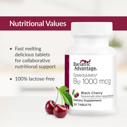 Bariatric Advantage B-12 Speedy Melts - 1000 mcg B12, 200 mcg Folic, Black Cherry, 30 ct