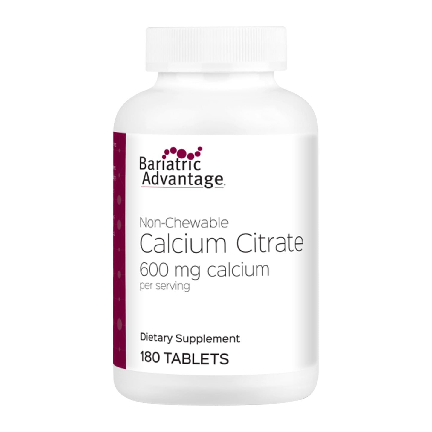Bariatric Advantage Calcium Citrate 600 mg Non-Chewable | Vitamin D3 | 180 Tablets