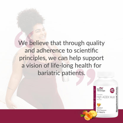 Bariatric Advantage ADEK with Iron – High Potency Chewable Multivitamin (60 Tablets) – Tropical Fruit