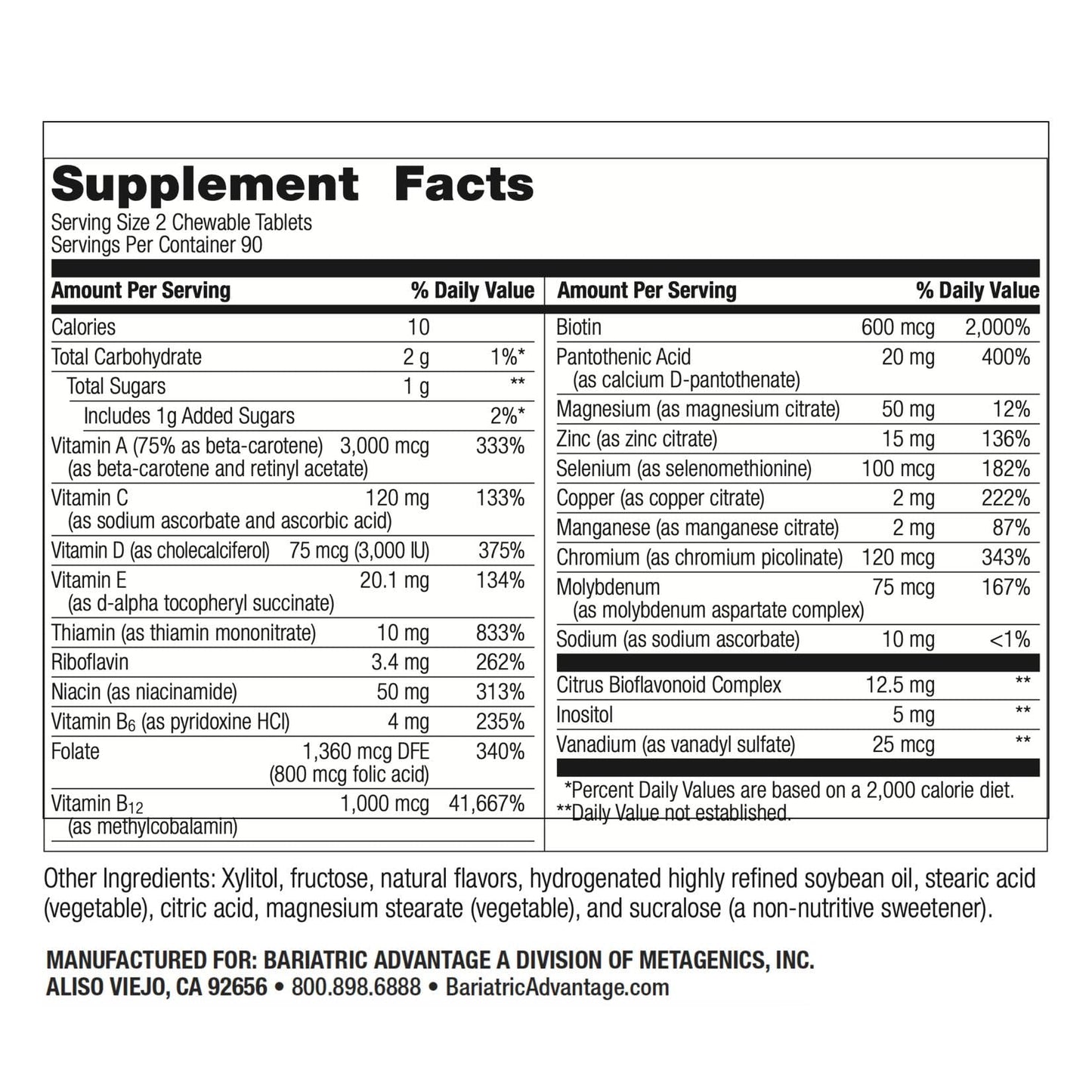 Bariatric Advantage Chewable Multivitamin Without Iron – Berry, 180 Count