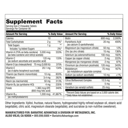 Bariatric Advantage Chewable Multivitamin Without Iron – Berry, 180 Count
