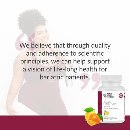 Bariatric Advantage Chewable Ultra Solo with Iron – One Daily Multivitamin (30 Tablets) – Gluten Free Citrus