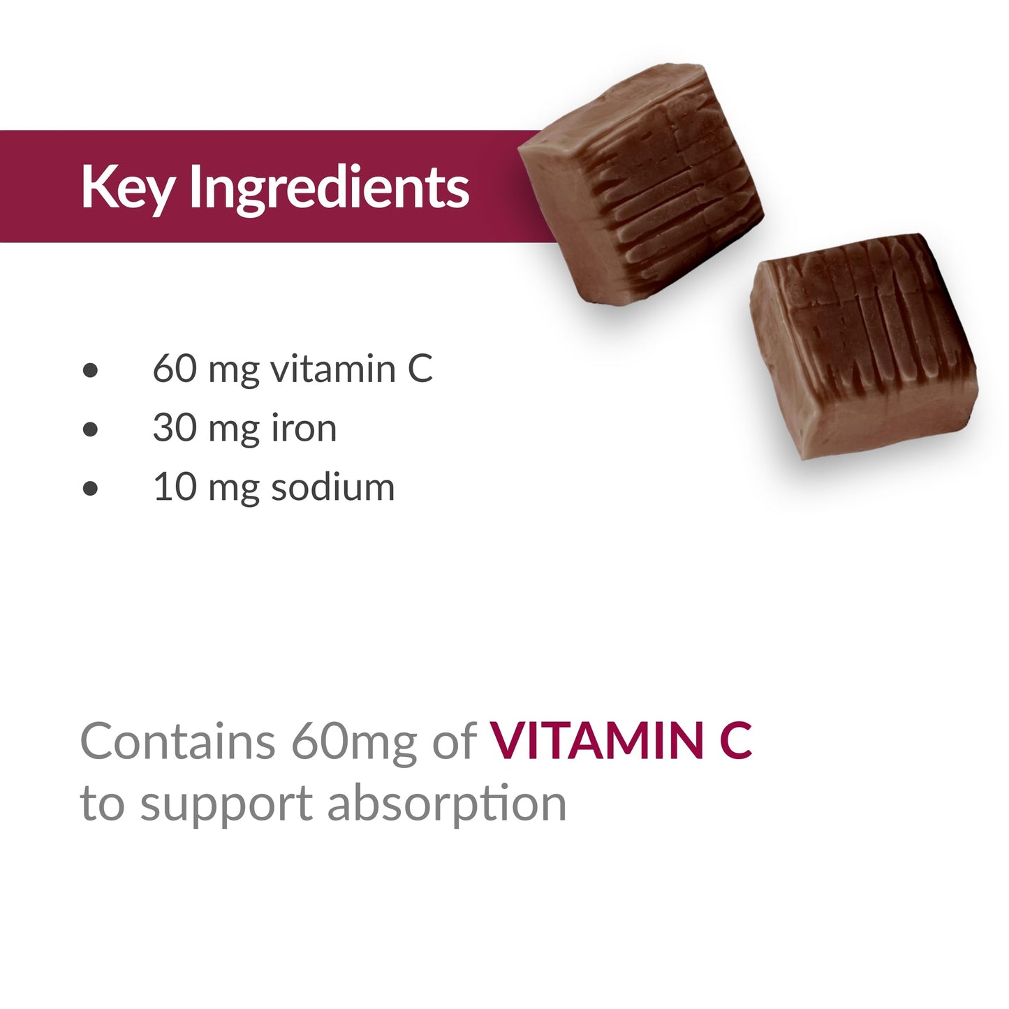 Bariatric Advantage Iron Chewy Bite – Chocolate Raspberry Truffle, 30 mg Iron, 60 mg Vitamin C, 30 Count