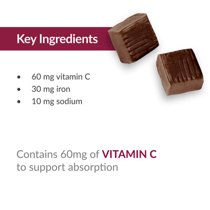Bariatric Advantage Iron Chewy Bite – Chocolate Raspberry Truffle, 30 mg Iron, 60 mg Vitamin C, 30 Count