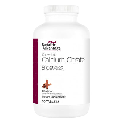 Bariatric Calcium Citrate 500mg Chewables with Vitamin D3 – 90 Count