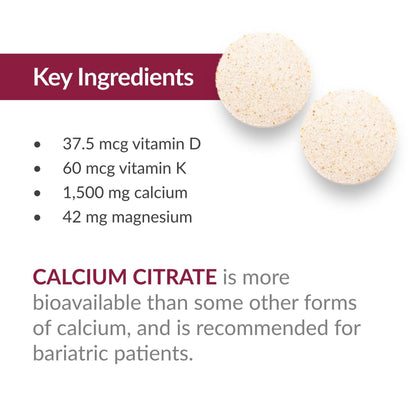 Bariatric Calcium Citrate 500mg Chewables with Vitamin D3 – 90 Count