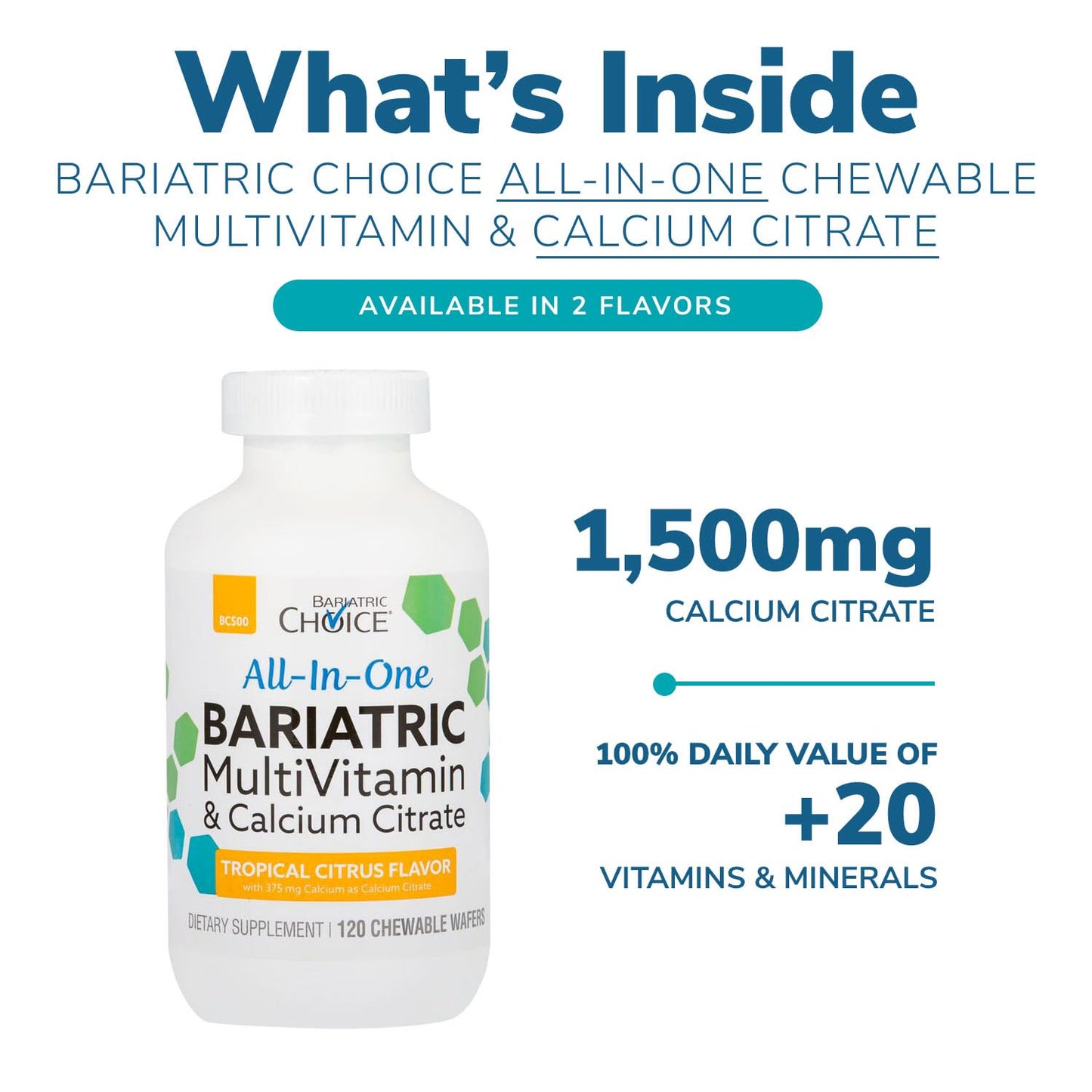 Bariatric Choice All-in-One Chewable Multivitamin with Iron & Calcium Citrate – Very Berry (120ct)