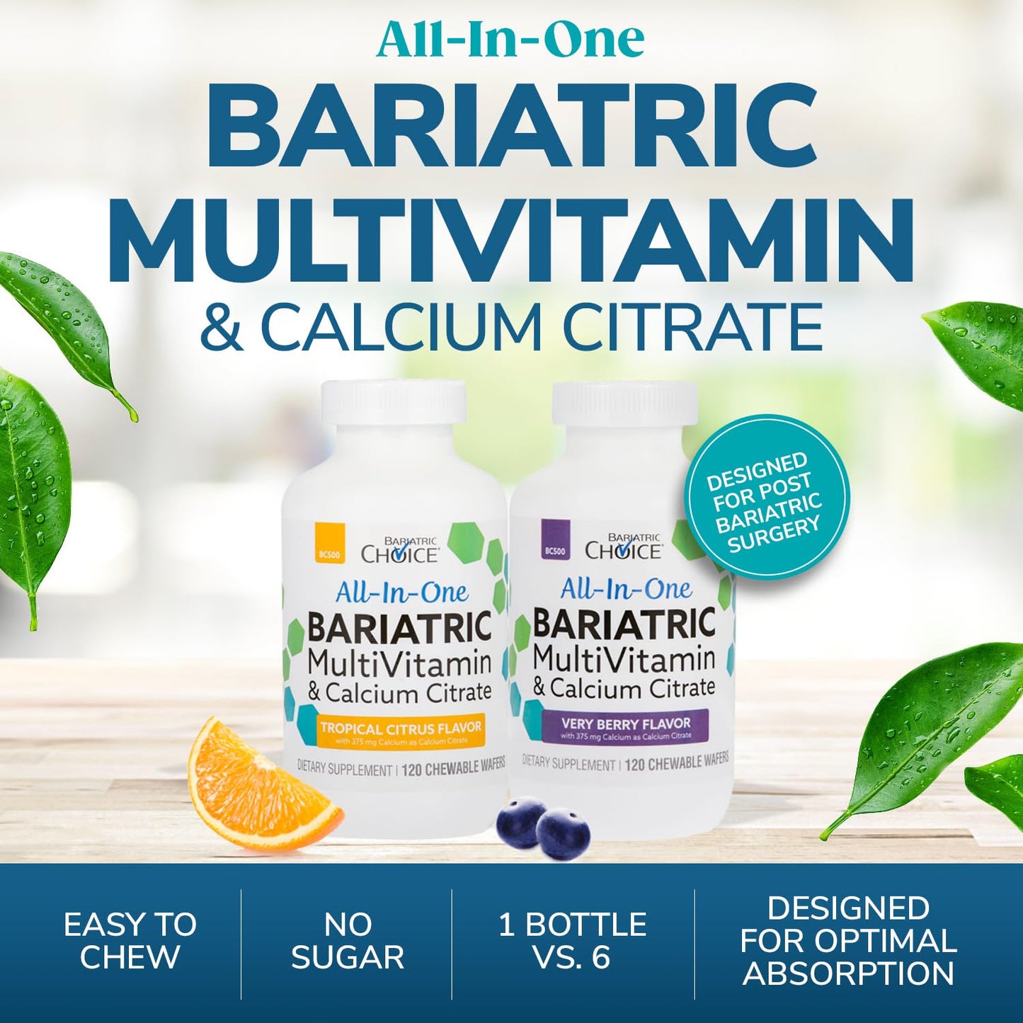 Bariatric Choice All-in-One Chewable Multivitamin with Iron & Calcium Citrate – Very Berry (120ct)