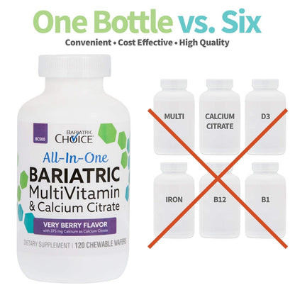 Bariatric Choice All-in-One Chewable Multivitamin with Iron & Calcium Citrate – Very Berry (120ct)