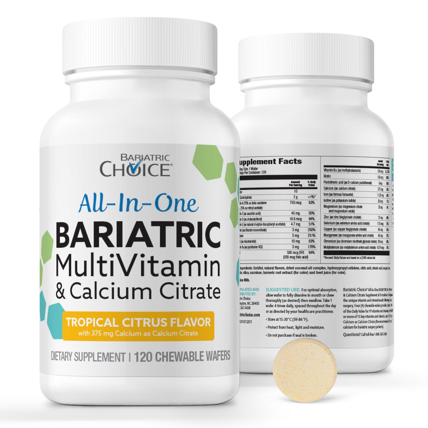 Bariatric Choice All-in-One Chewable Bariatric Multivitamin with Iron & Calcium Citrate Tropical Citrus 120ct