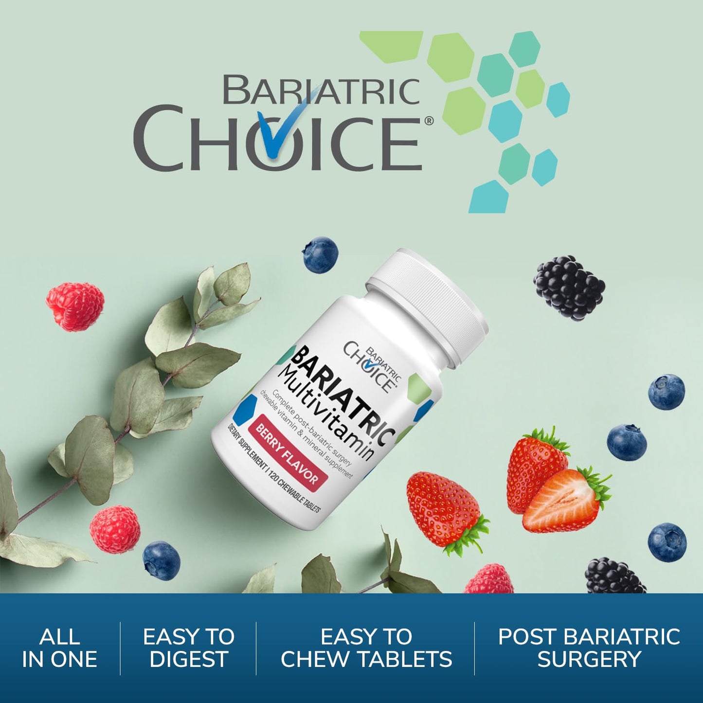 Bariatric Choice My Bariatric Chewable Multivitamin with Iron & 300mg Calcium – Berry (120ct)