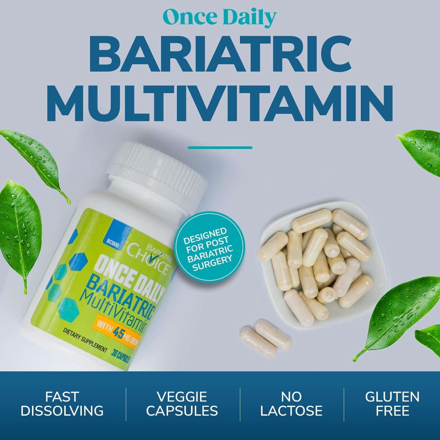 Bariatric Choice Once-Daily Multivitamin with 45 mg Iron | 30 Count