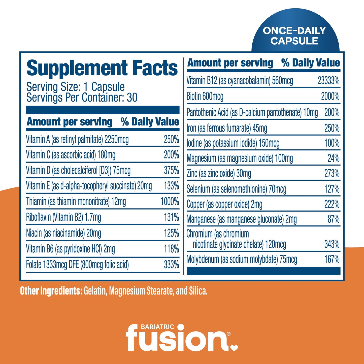 Bariatric Fusion One Per Day Multivitamin with Iron | Easy-to-Swallow Capsule