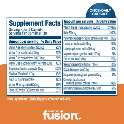 Bariatric Fusion One Per Day Multivitamin with Iron | Easy-to-Swallow Capsule