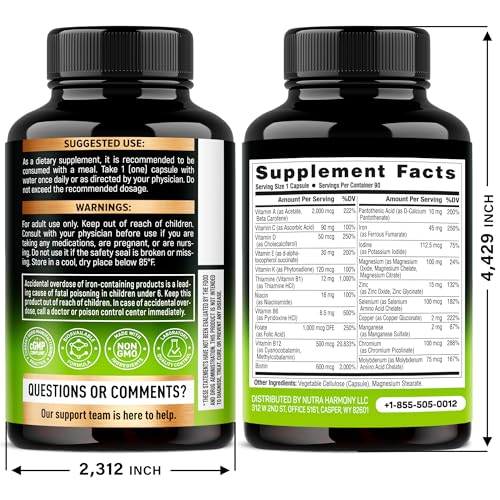 Bariatric Multivitamin with 45 mg Iron – USA Made, 90 Capsules
