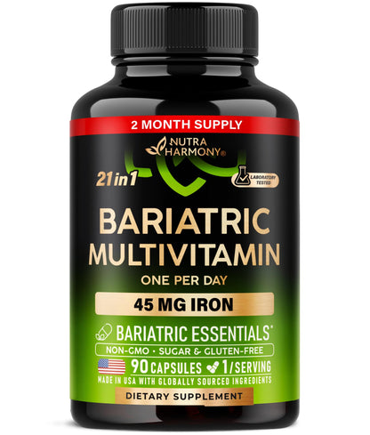Bariatric Multivitamin with 45 mg Iron – USA Made, 90 Capsules