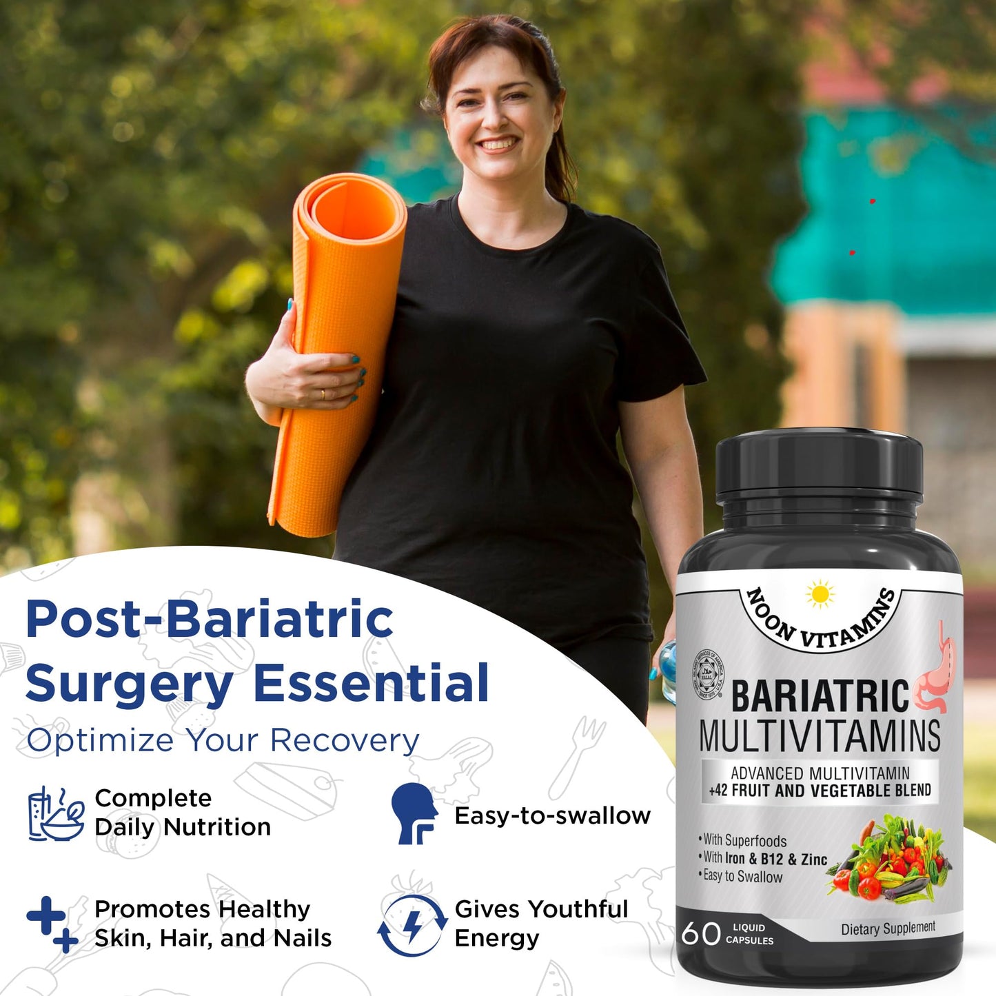 Bariatric Multivitamin with Iron – Halal, Made in USA, 42-Superfood Blend (60 Liquid Capsules)