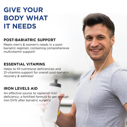 Bariatric Multivitamin with Iron – Halal, Made in USA, 42-Superfood Blend (60 Liquid Capsules)