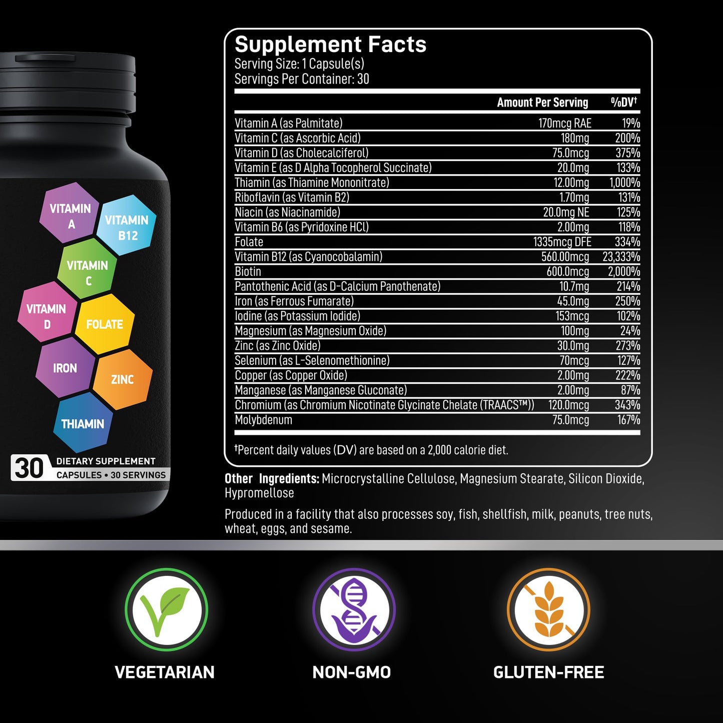 Bariatric Multivitamin with Iron for Post Bariatric Surgery – One a Day, 30 Capsules | Gluten-Free, Non-GMO
