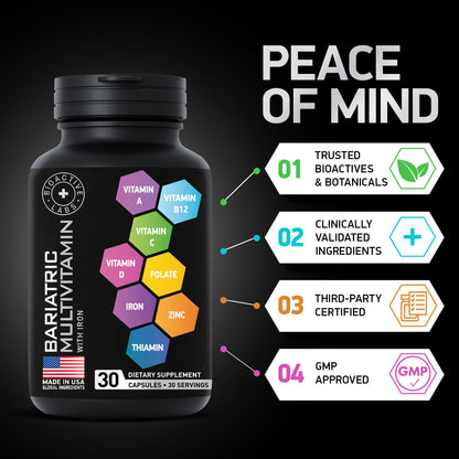 Bariatric Multivitamin with Iron for Post Bariatric Surgery – One a Day, 30 Capsules | Gluten-Free, Non-GMO