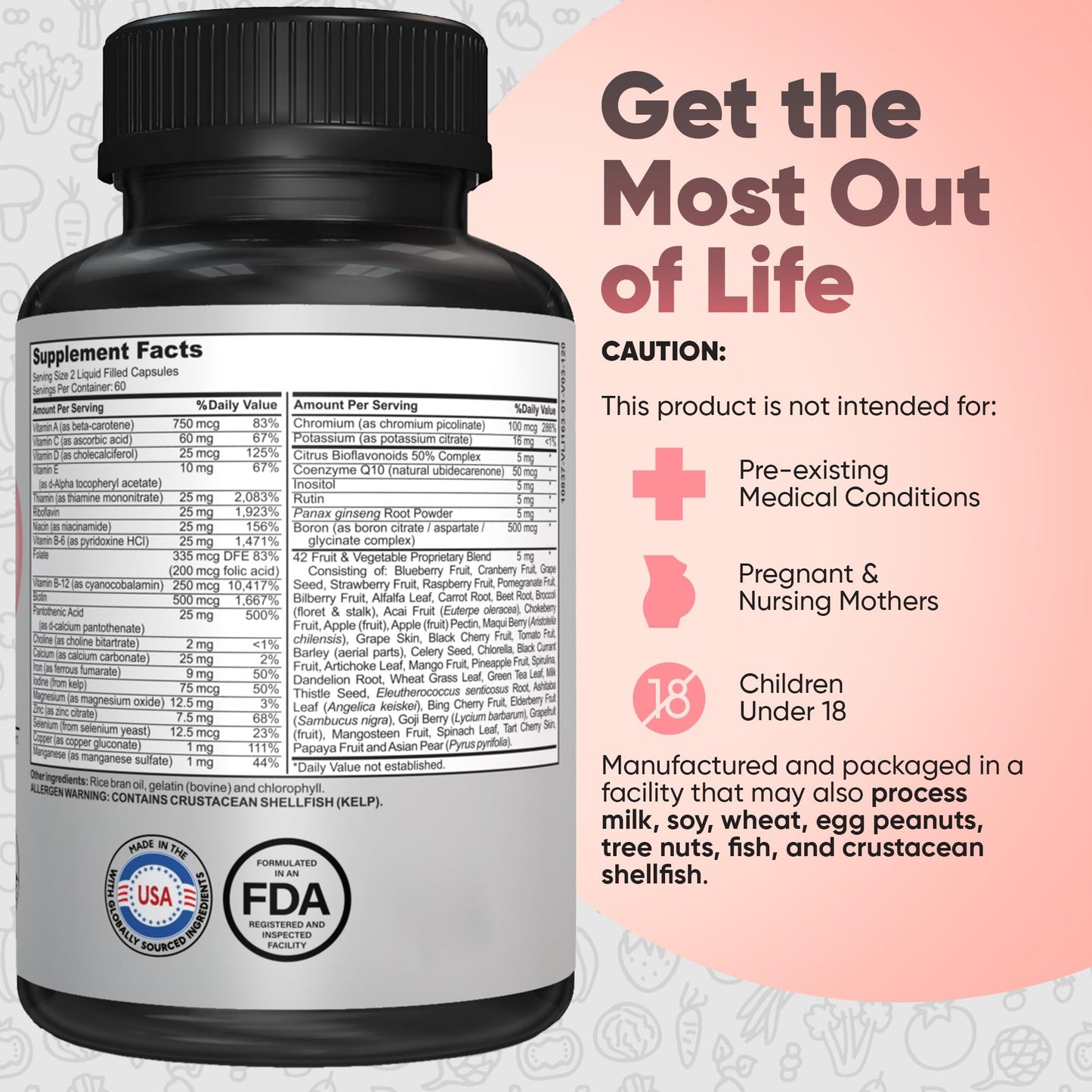 Bariatric Multivitamin with Iron – Post Bariatric Surgery Support (120 Caps, 2-Month Supply) – Gluten-Free