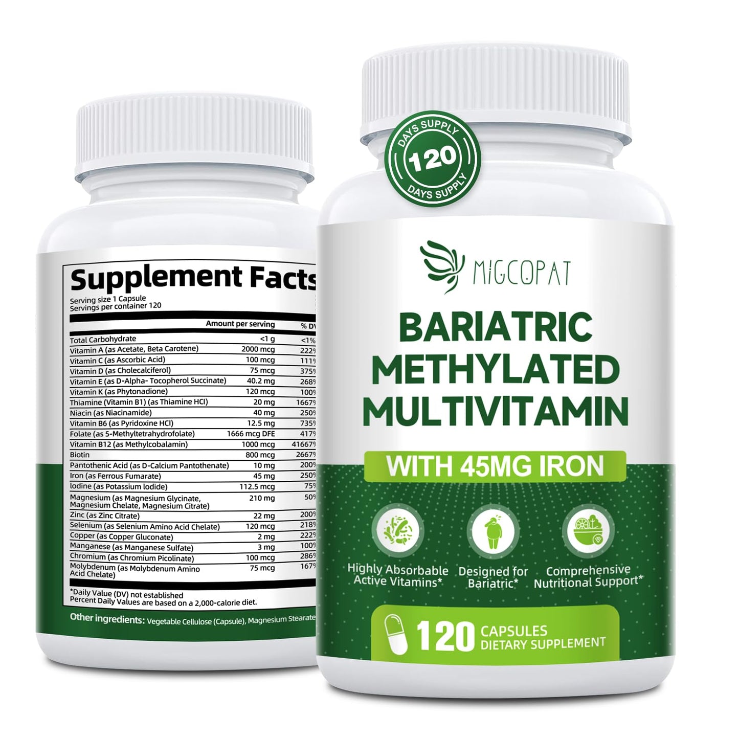 Bariatric Multivitamin with Iron 45mg – Post-Surgery Vitamins (120 Caps)