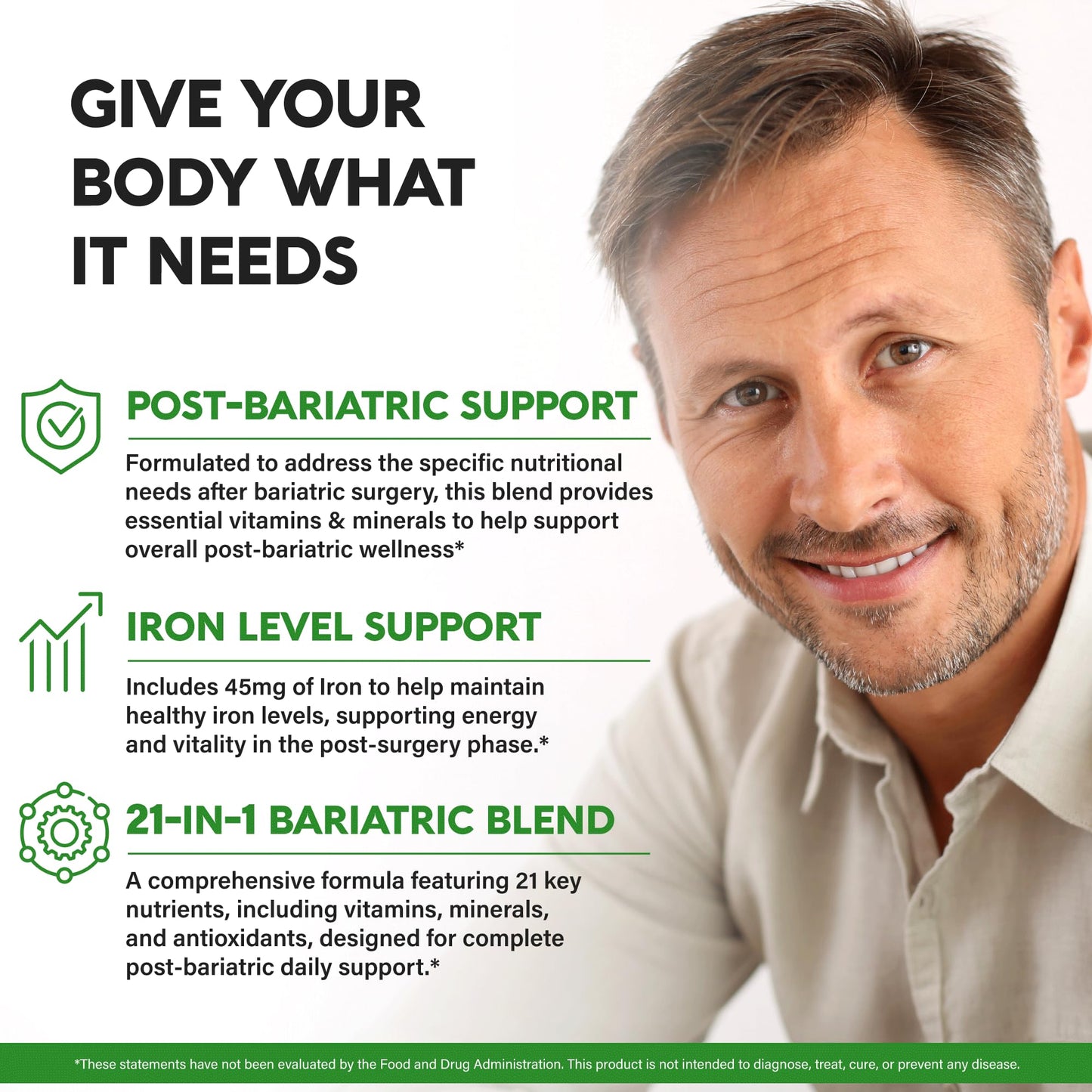 Bariatric Multivitamin with 45 mg Iron – USA Made, 90 Capsules