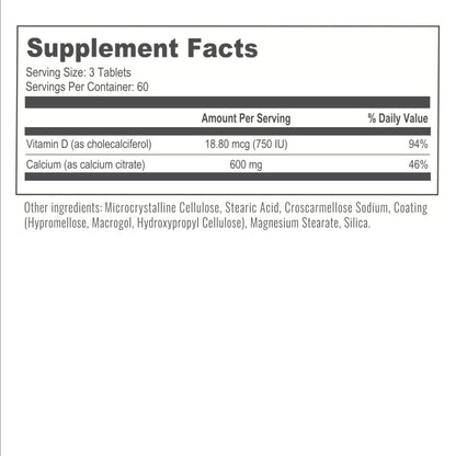 BariatricPal Easy Swallow Calcium Citrate 600mg + D3 | 30-Day Supply