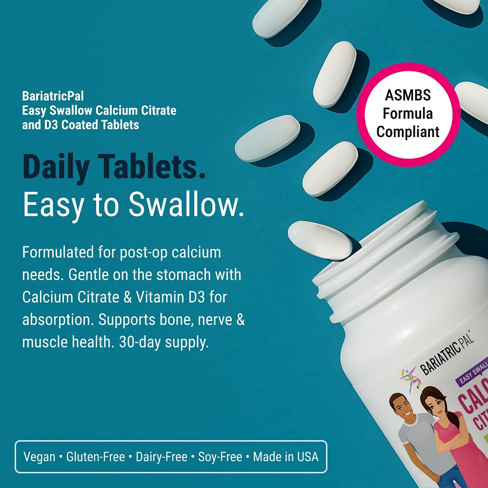 BariatricPal Easy Swallow Calcium Citrate 600mg + D3 | 30-Day Supply