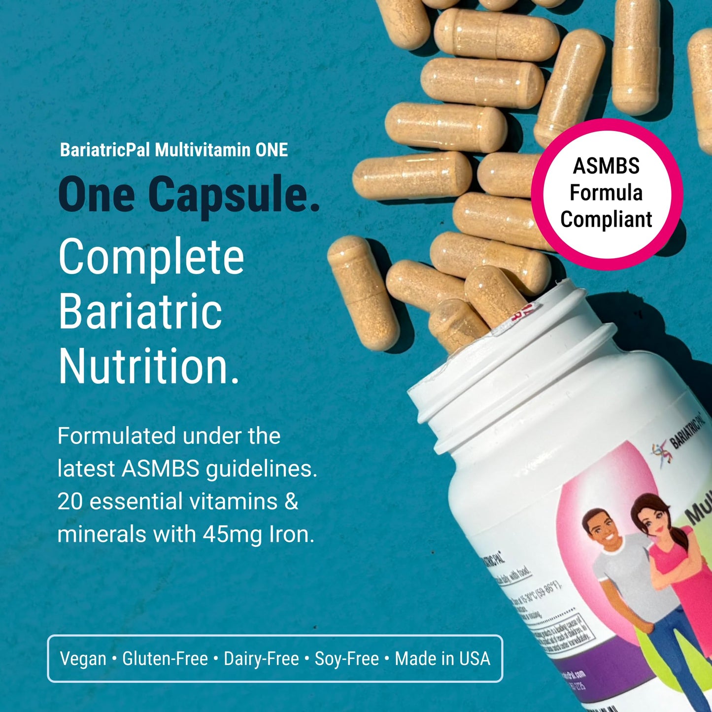 BariatricPal Multivitamin ONE 1 Per Day – Bariatric Multivitamin with Iron (30 Count)