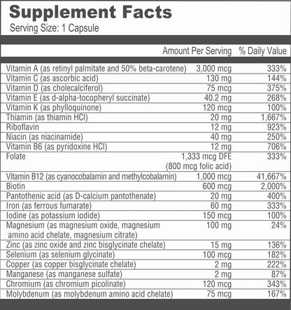 BariatricPal Multivitamin ONE 1 Per Day – 60mg Iron, 30 Count