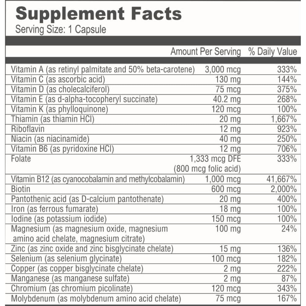 BariatricPal Multivitamin ONE 1 Per Day – Bariatric Multivitamin with Iron (30 Count)