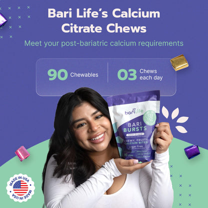 Bari Life BariBurst Calcium Citrate Chews – 1000 IU Vitamin D3, Lemon Lime