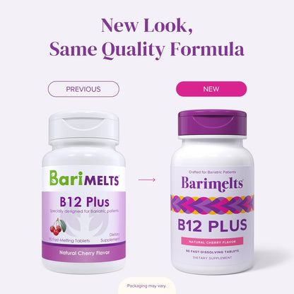 BariMelts Vitamin B12 Plus – 90 Fast-Dissolving Bariatric Tablets (3-Month Supply) | Sugar-Free for Women
