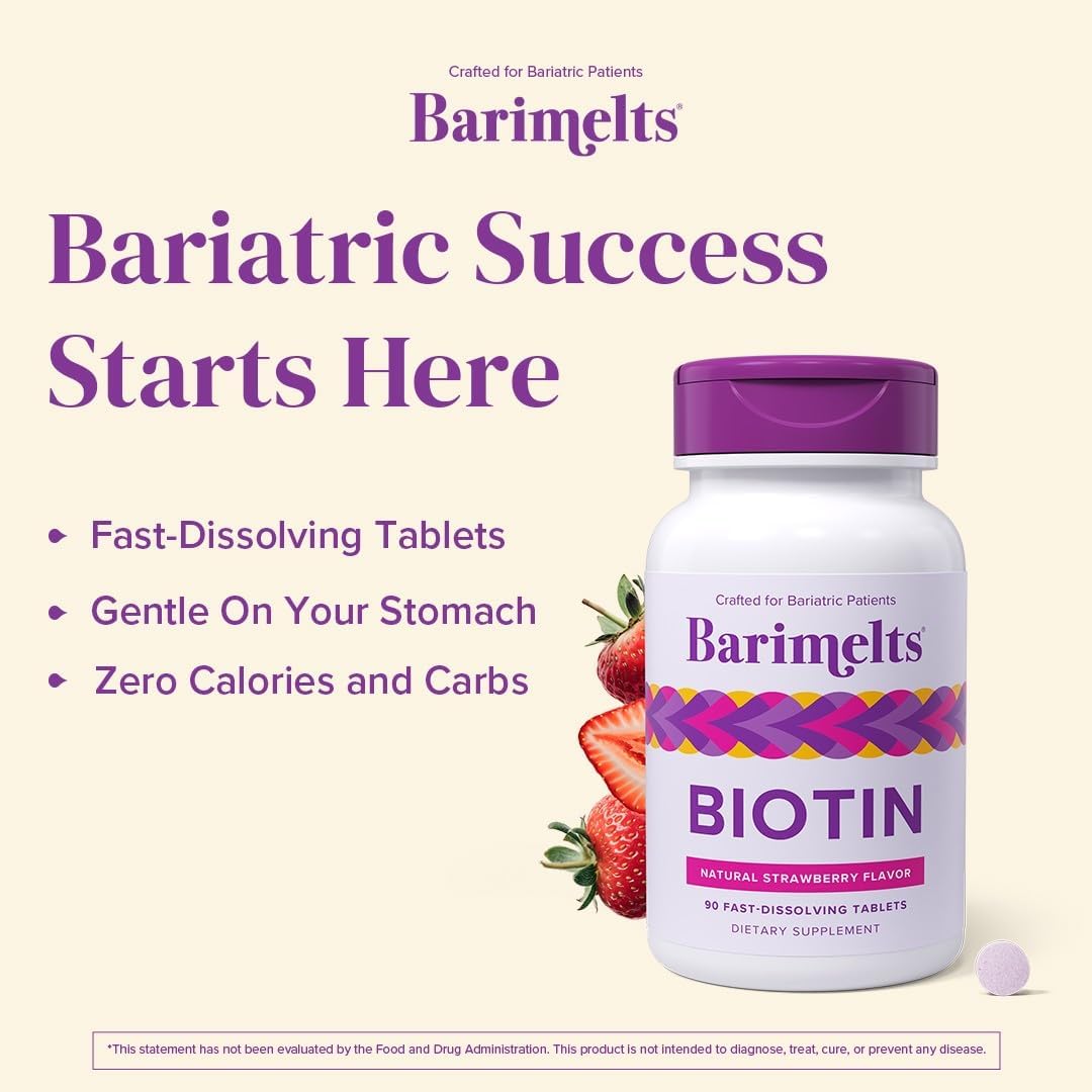 BariMelts Biotin 5000mcg – 90 Tablets (3-Month, Sugar-Free, Strawberry)