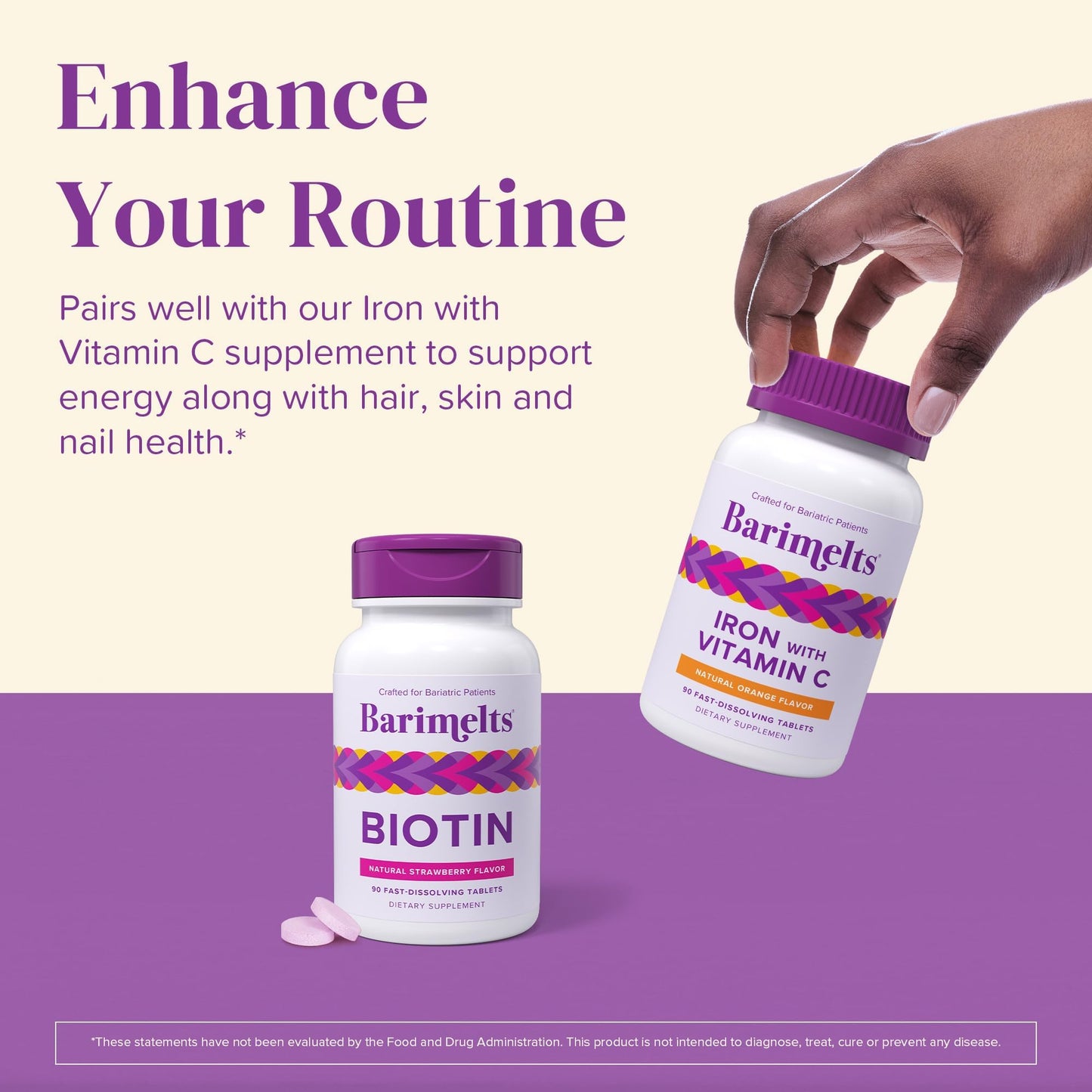 BariMelts Biotin 5000mcg – 90 Tablets (3-Month, Sugar-Free, Strawberry)