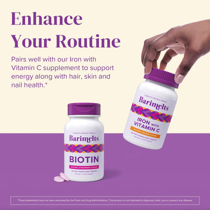 BariMelts Biotin 5000mcg – 90 Tablets (3-Month, Sugar-Free, Strawberry)