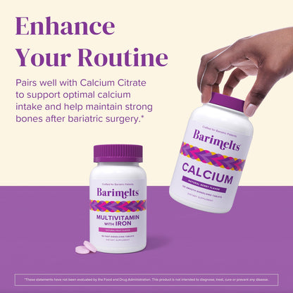 BariMelts Bariatric Multivitamin with Iron – 60 Fast-Dissolving Tablets, Sugar-Free, Natural Fruit Flavor