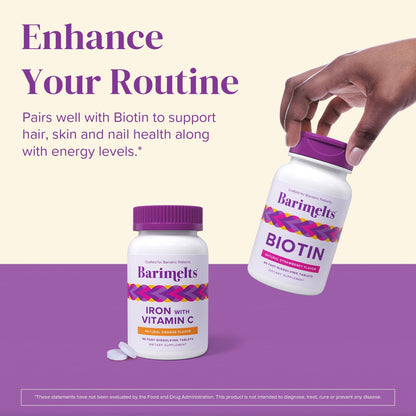 Barimelts Iron with Vitamin C | 90 Fast-Dissolving Tablets (Sugar-Free) for Women